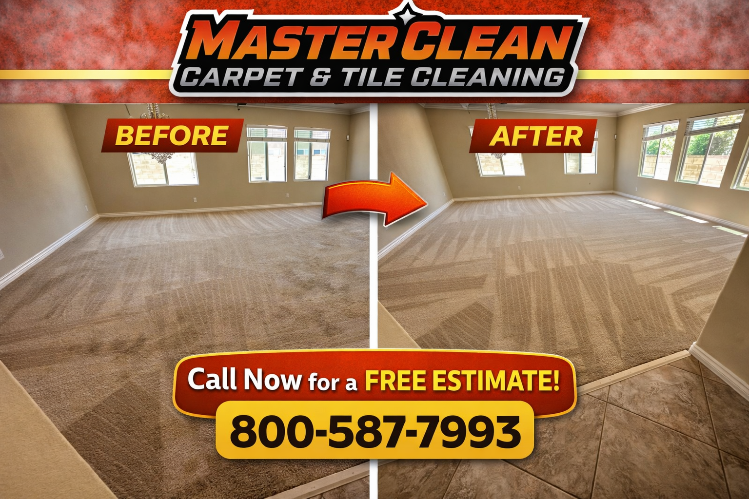 Master Clean technician deep cleaning tile and grout in a Redlands CA home